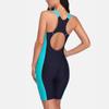CHARMLEAKS Maiô esportivo feminino de uma peça, roupa de banho esportiva profissional, Boyleg, roupa de praia, colorblock