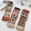 3 Paar Hohe Schönheit Mittellange Ganzjahres Trendige Vielseitige Damen Fünf-Zehen-Socken Süße Retro Atmungsaktive Modische Socken