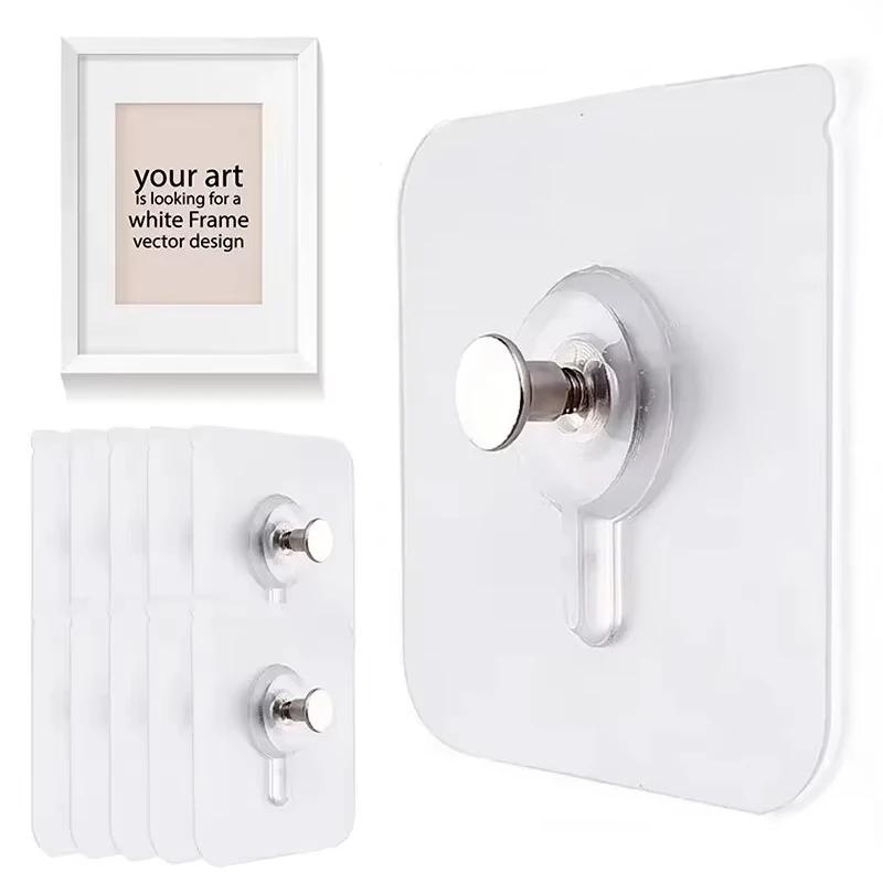 10 Pcs Strong Adhesive Hooks Picture Frame Poster No Drilling Hooks Waterproof Kitchen Bathroom Accessories Screw Hooks