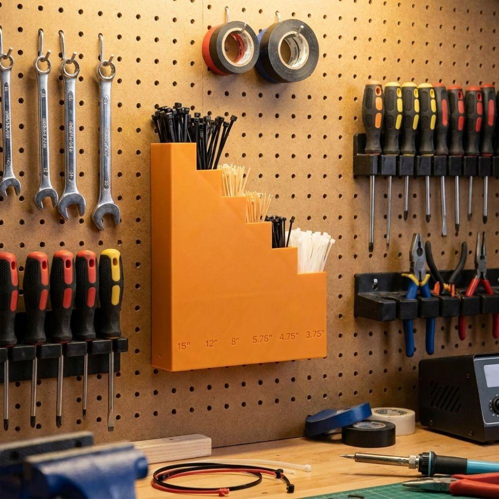 Compact Wall Type Wall Mounted Tool Hanger 3D Printed Cable Tie Organizer Repair Workshop