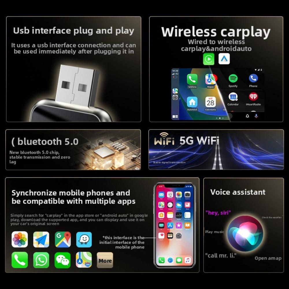 Wireless CarPlay Box Smart 2 in 1 Android Auto CarPlay Adapter Car Connectivity Module