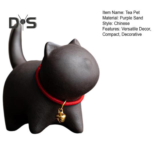 Teehaustier in Kätzchenform, Kung-Fu-Teeservice, handgefertigt, lila Sand, Teehaustier, orientalische Eleganz, Tischzimmer, Home-Office, Teestube-Dekor, einzigartiges Geschenk für Teeliebhaber