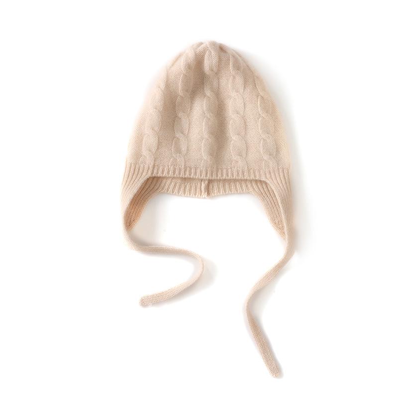 Women's Knitted Cashmere Hat with Ear Protection - Cute, Warm, Thick Winter Head Wrap
