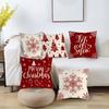 4Pcs Christmas Vintage Pillowcase Square Decorative Cushion Covers with Invisible Zipper Sofa Waist Cushion Cover 45*45cm