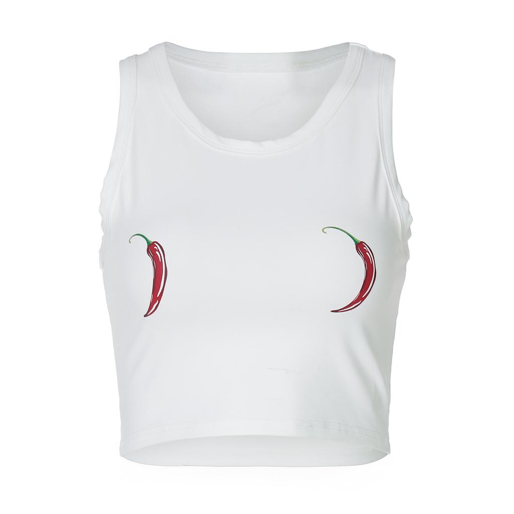 European and American women's clothing spring and summer new ins Internet celebrity hipster pepper print sexy navel short small vest women
