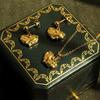 Luxury 14k Gold Jewelry Set: Necklace, Earrings, Non-Fading Clavicle Chain