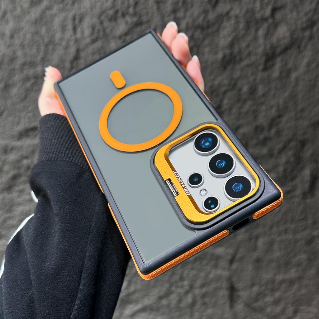 Luxury Clear Magnetic Shockproof Phone Case For Samsung Galaxy S25 Ultra S24 Plus S23 FE S22 Stand Color Protection Back Cover