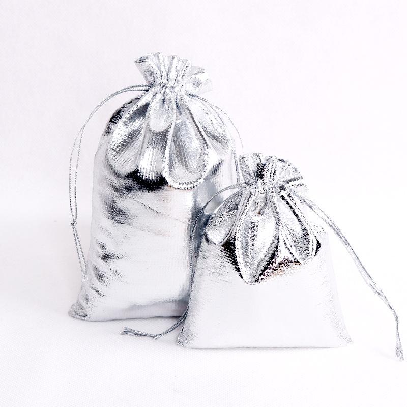 Gold & Silver Satin Jewelry Pouches - Dustproof Drawstring Gift Bags