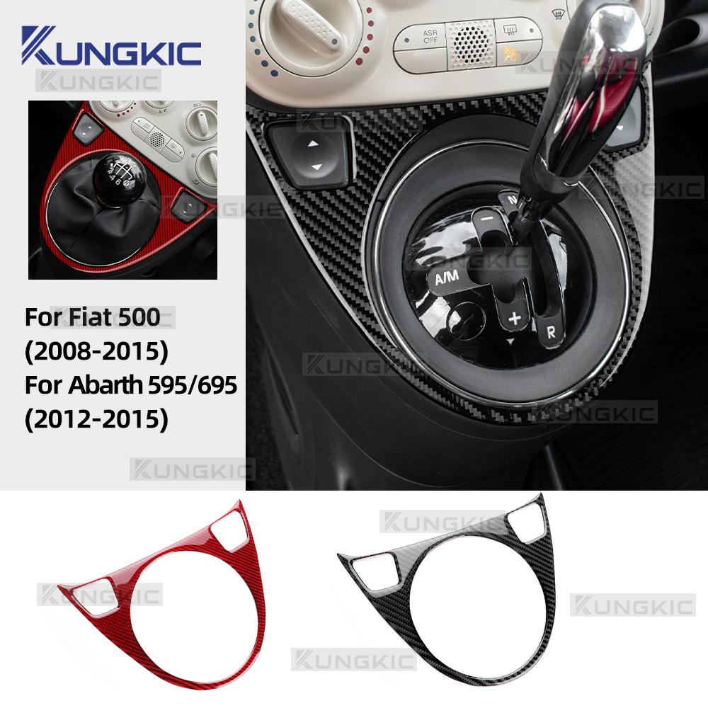 Gola de Fibra de Carbono para Alavanca de Câmbio para Fiat 500 2008-2015 & Abarth 595 695 595C 695C 2012-2015 AT MT