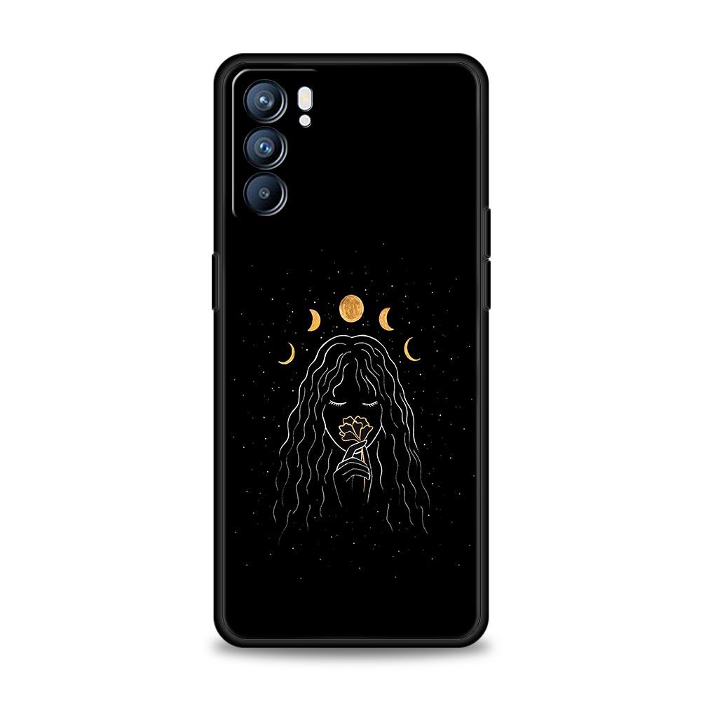 Case For Oppo Find X6 Pro X5 A54 A53 A52 A9 A15 A95 A17 A74 A57 A31 Reno8 Reno7 Reno6 Pro 5G Cover Simplicity Line Art Sun Moon