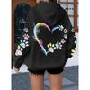 Herz Hundepfote Aufdruck Hoodies Damen Lässig Mode Alleskönner Kapuzenpullover Fleece Warm Neue Pullover Harajuku Trend Kapuzenpullover