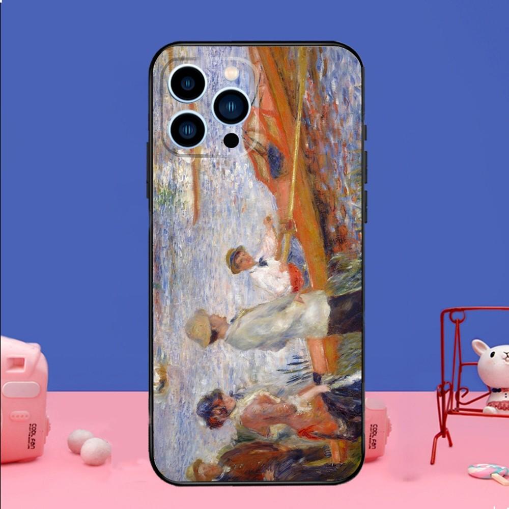 P-Pierre-Auguste Famous Paintings Renoir Phone Case For iPhone 16 15,14,13,12 Mini 11 Pro,XS,MAX,Plus Silicone Cover Soft black