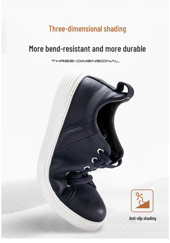 Men's Genuine Leather Retro White Cowhide Sneakers