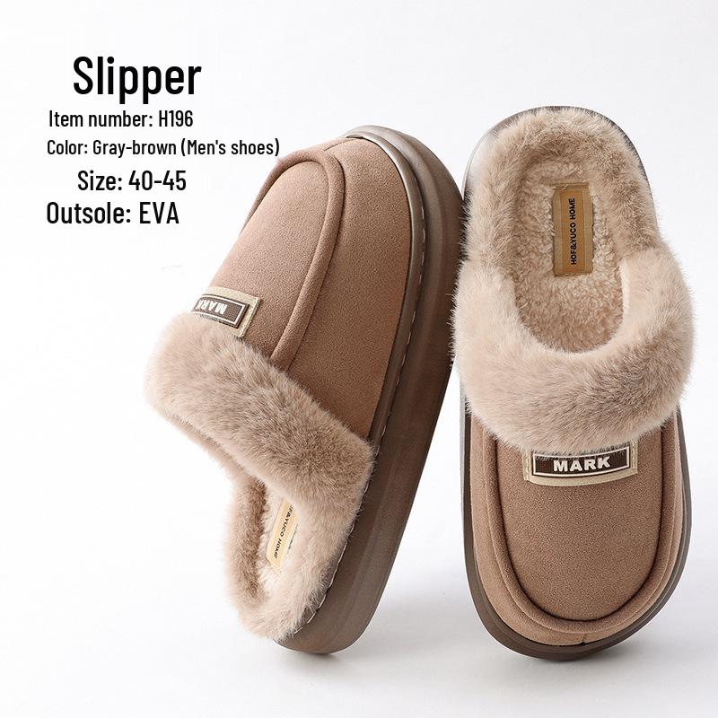Women's Furry Plush Closed-Toe Slippers - Warm, Thick-Soled, Ideal for Autumn and Winter