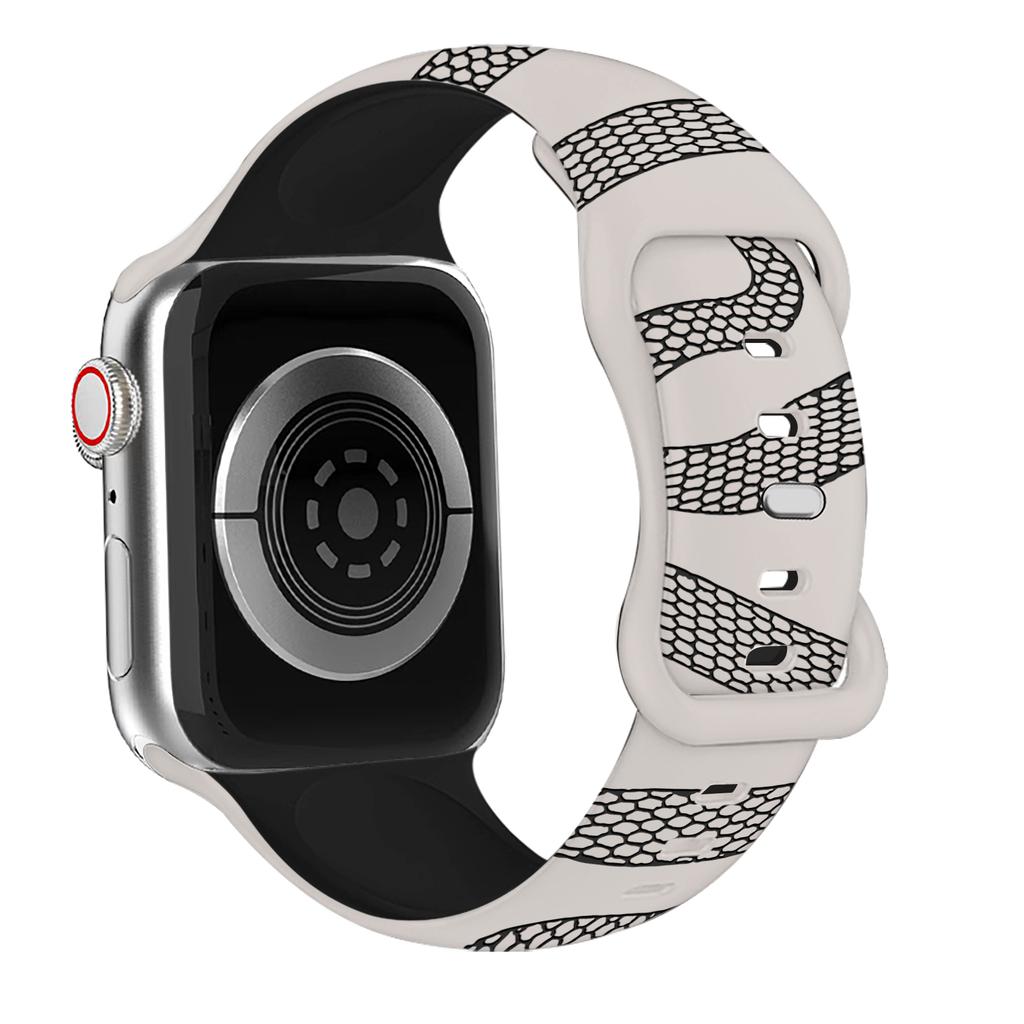 Elegante Cinturino Bicolore con Design di Serpente Inciso Per Apple Watch S10 42mm 46mm 49 45 41 9 8 Perfetto per l'Uso Quotidiano Feste Sport