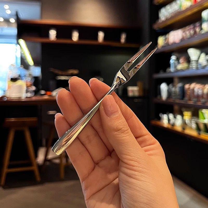 Fruit Fork Fruit Stick Stainless Steel Easy To Use Durable Cake Dim Sum Dessert Moon Cake Fork