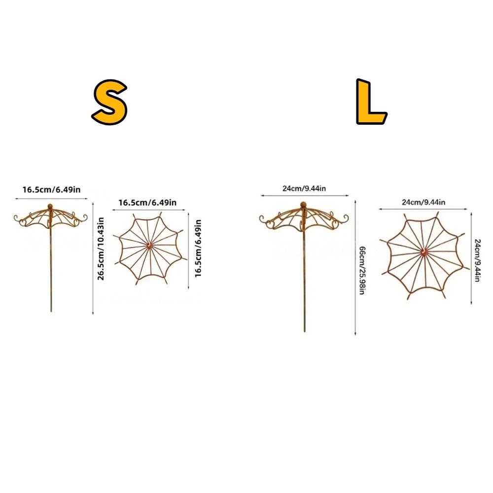Retro Rusted Umbrella Shape Plant Support Pile Weather-Resistant Prevent Tipping Over Bonsai Fixing Rod Iron Detachable