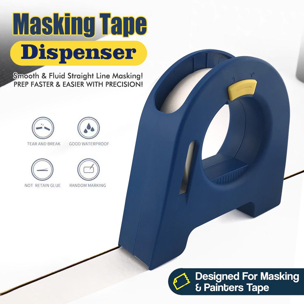 Masking Tape Dispenser with Free White Tape, Desktop Sticker Roller for Washi & Craft Tape, Easy One-Hand Use Organizer with Cutter