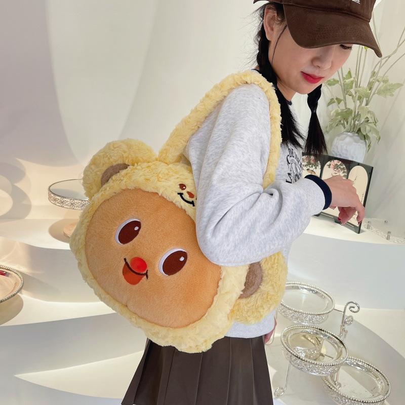 Bear Butter Plush Shoulder Bag Cartoon Peripheral Large Capacity Bag Crossbody