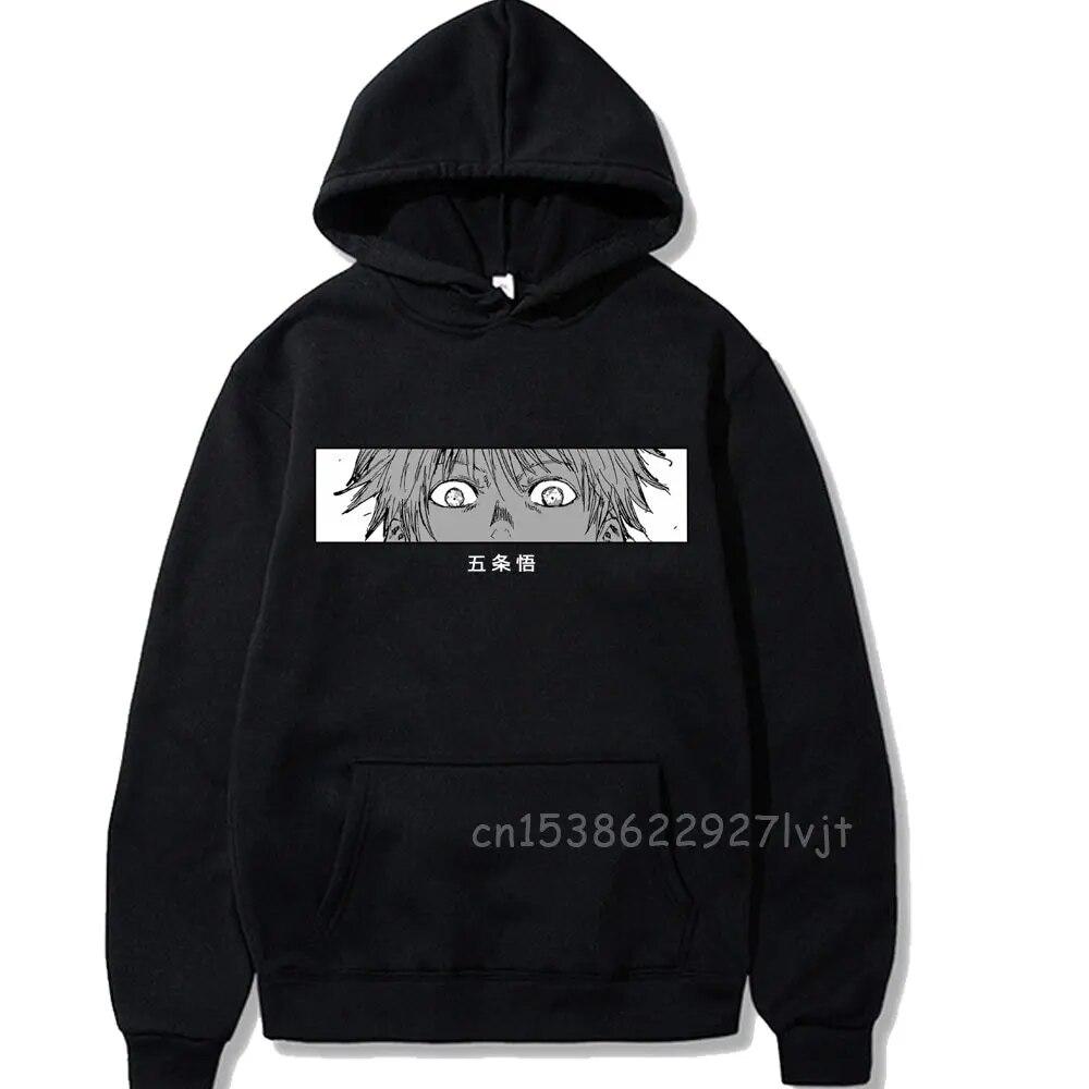 

Толстовка с капюшоном Jujutsu Kaisen Satoru Gojo Eyes, свободная толстовка с длинными рукавами из японского аниме, хлопковая женская толстовка унисекс премиум-класса