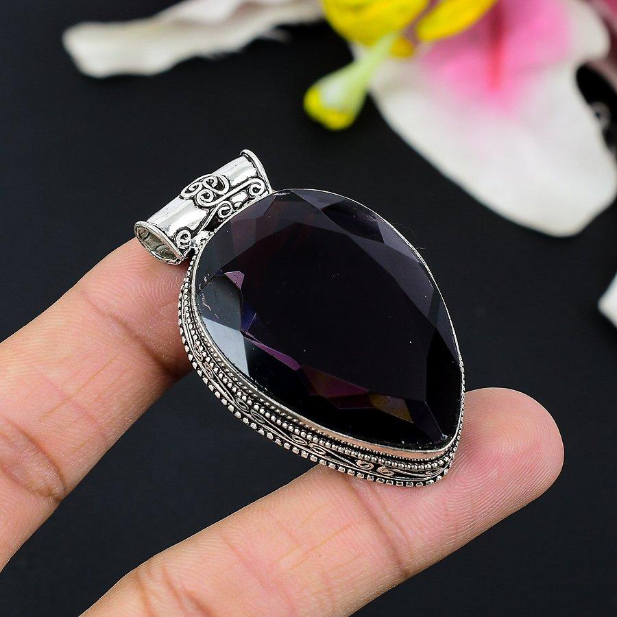 

Amethyst Gemstone Handmade 925 Sterling Silver Jewelry Pendant 2.29 KG-88