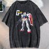 Anime GUNDAM Barbatos Graphic Printed Tshirt Mens and Womens Washed Tshirt High Quality Vintage Cotton Tshirt YK Top