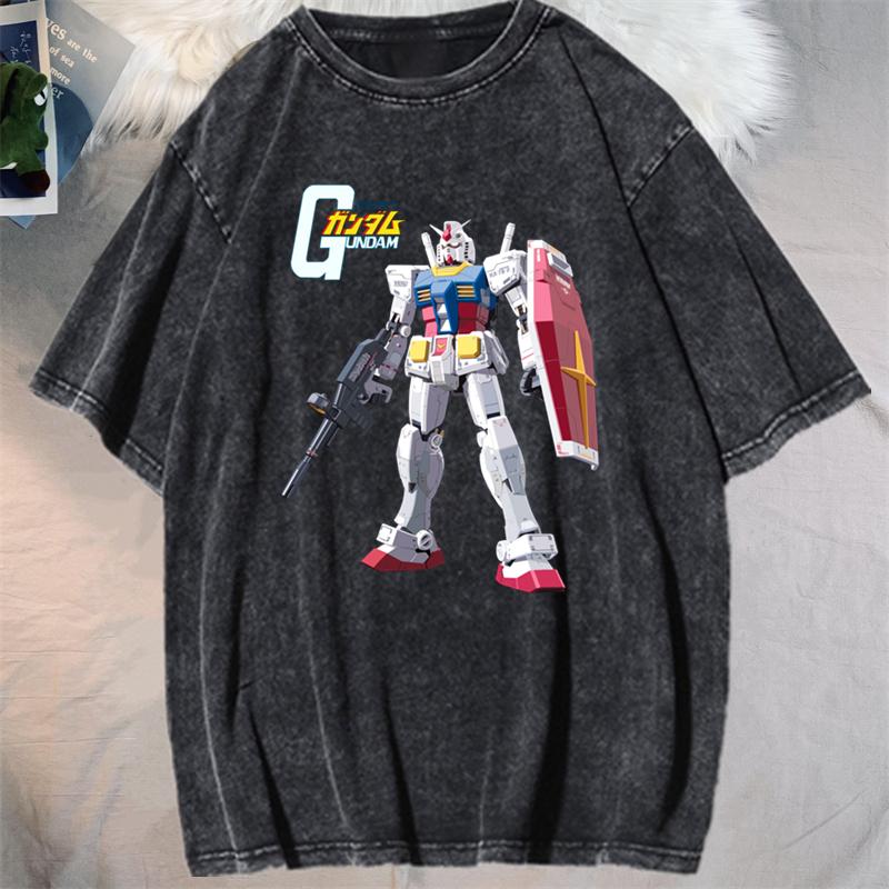 Anime GUNDAM Barbatos Graphic Printed Tshirt Mens and Womens Washed Tshirt High Quality Vintage Cotton Tshirt YK Top