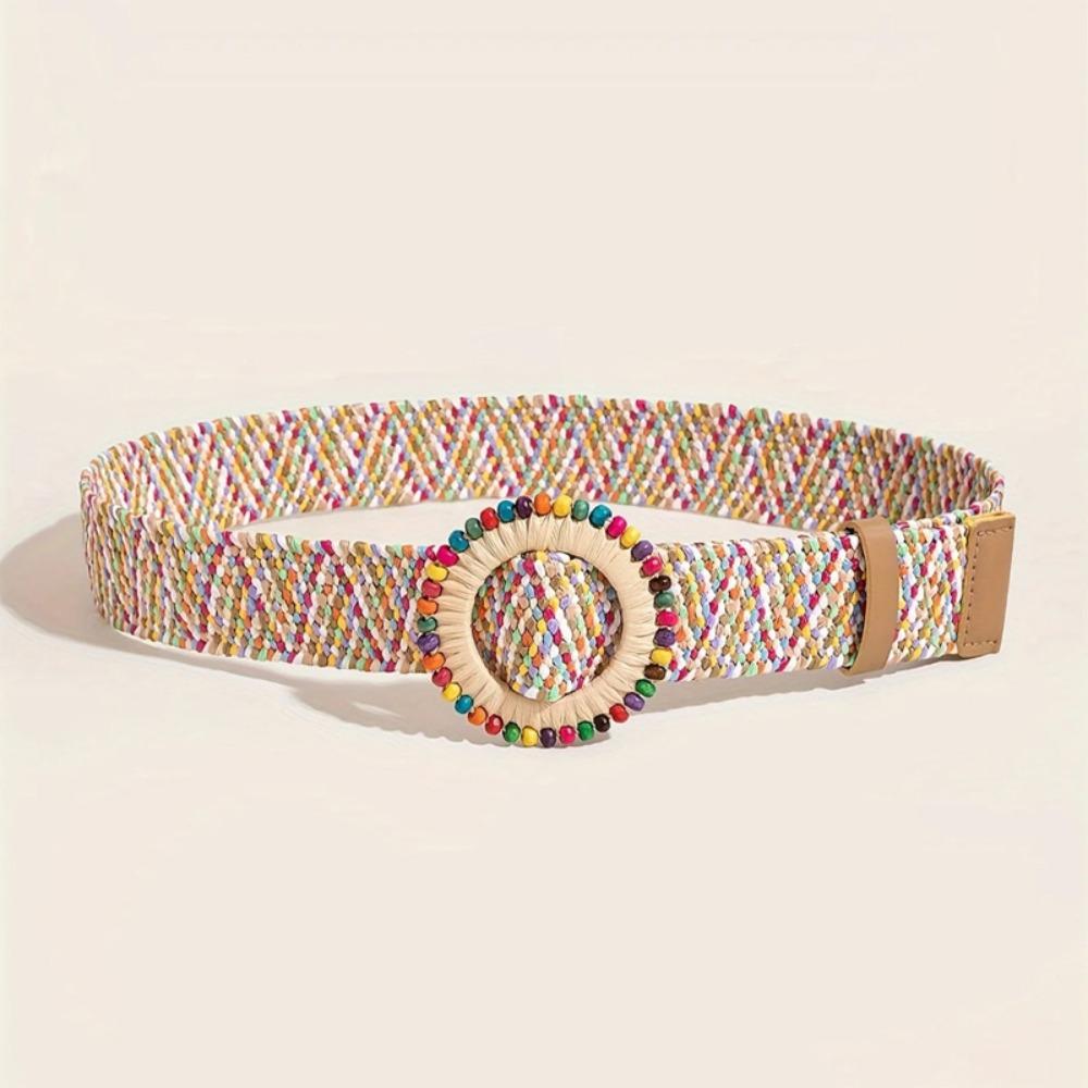 

Colorful Boho Straw Weave Belt Woven Ethnic Style Waistband Bohemian Style Belt Dress Decoration Style 2
