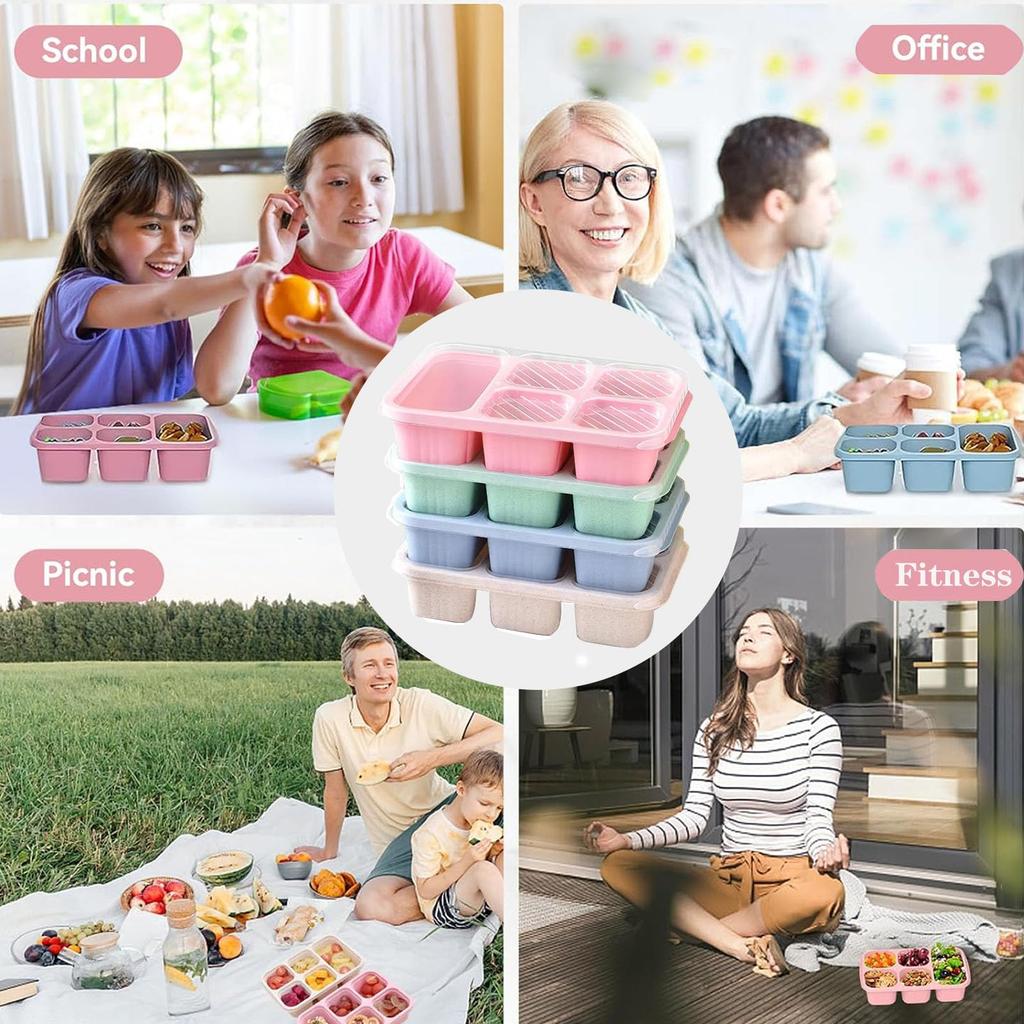 1PC, Bento Lunch Box, Suitable for Travel and Work, Snack Box Container with 5 Compartments