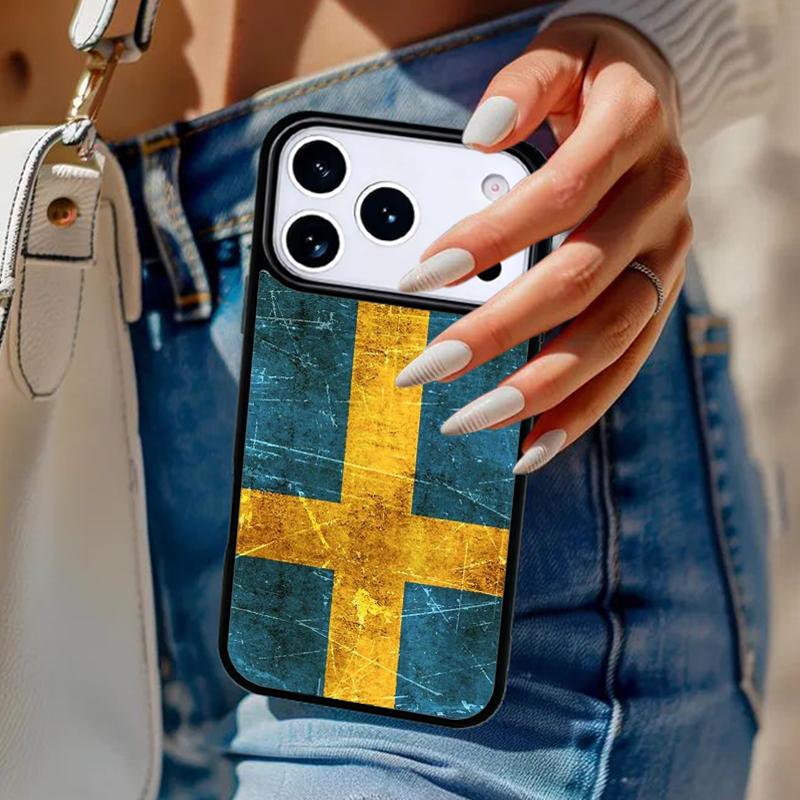 Sweden Flag Phone Case For iPhone 17 Air 14 15 13 12 Max Cover For Apple 16e 11 Pro Max Plus Coque