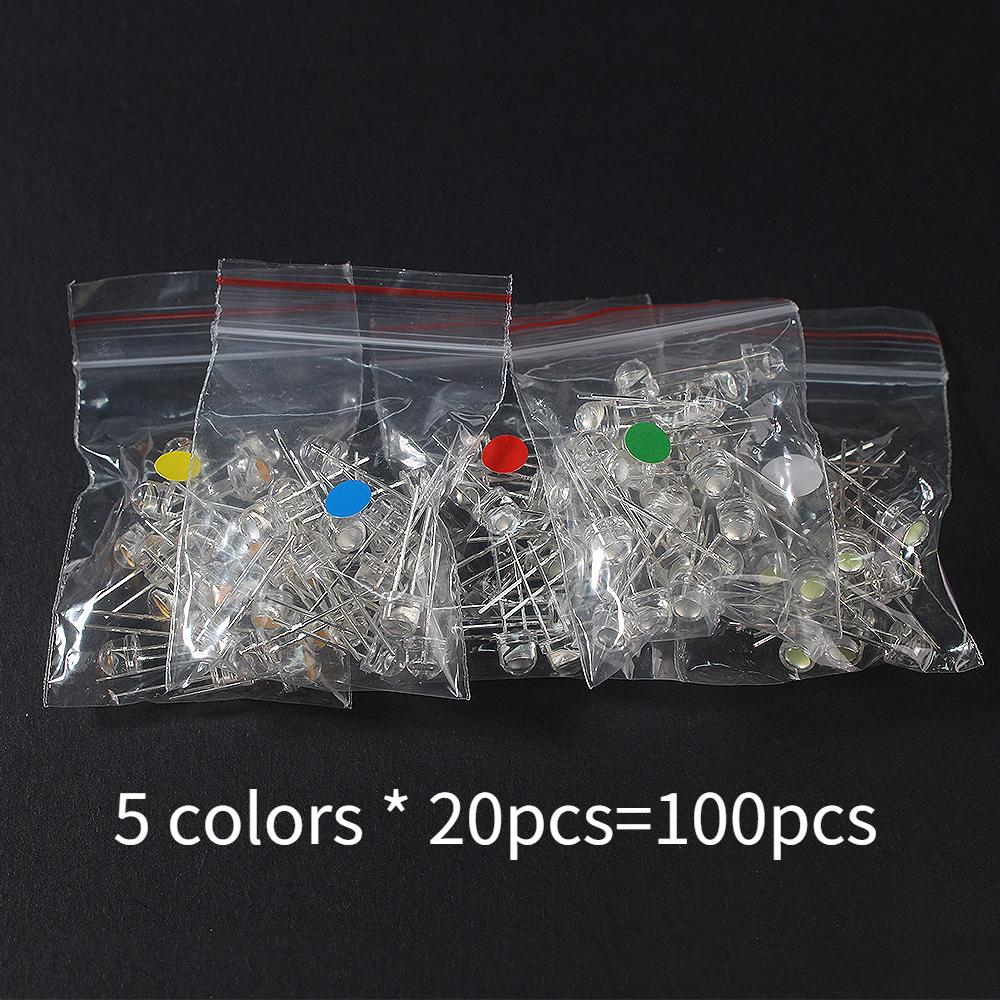 50/100PCS Straw Hat LED 5mm Super Bright LED Diode F5 Light Emitting Diode Blue Green Red Yellow White, for DIY Electronic