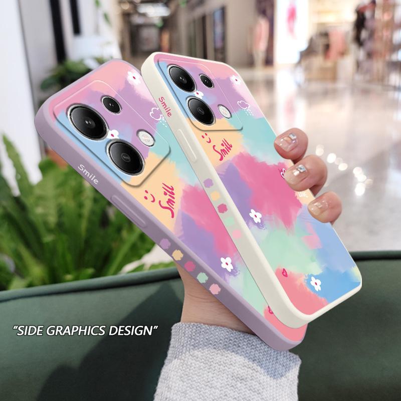 Rainbow Flower Phone Case For Xiaomi Redmi Note 13 12 12S 11 11S 10 10S 9 9S Pro Plus 4G 5G Liquid Silicone Cover