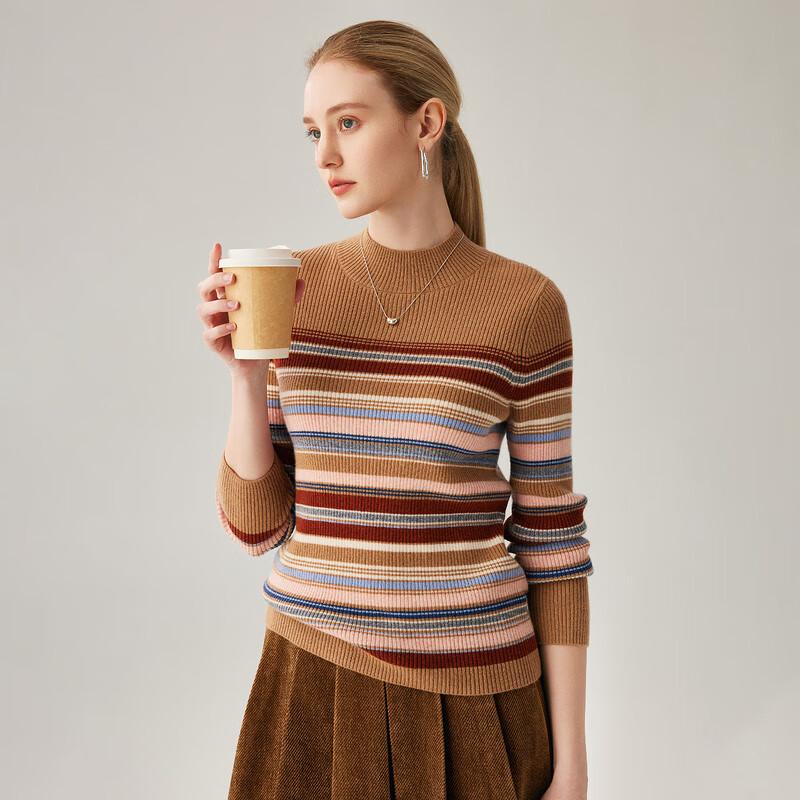 Zhaojun Women's 100% Cashmere Semi-High Neck Thick Sweater