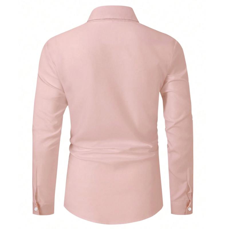 Jaro Podzim Pánská Košile s Dlouhým Rukávem a Klopou Kostkovaná Prošívaná Kardigan Košile Topy Pánská Business Casual Košile