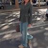 Women Loose A Line Casual Commute Woolen Blazer Jacket For Ladies