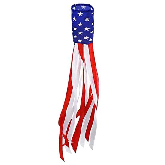 4th of July Outdoor Decoration, American Flag Porch Sign, Red White Blue Hanging Banner, USA Pleated Fan Flag, Patriotic Windsock for Independence Day