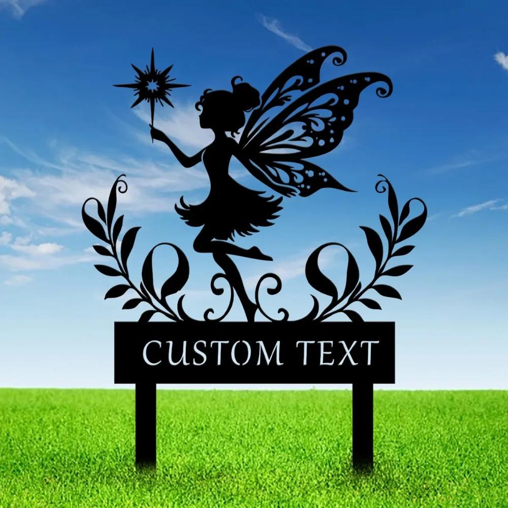 Metal Fairy Garden Stake Personalized Flower Bed Decoration Outdoor Gift