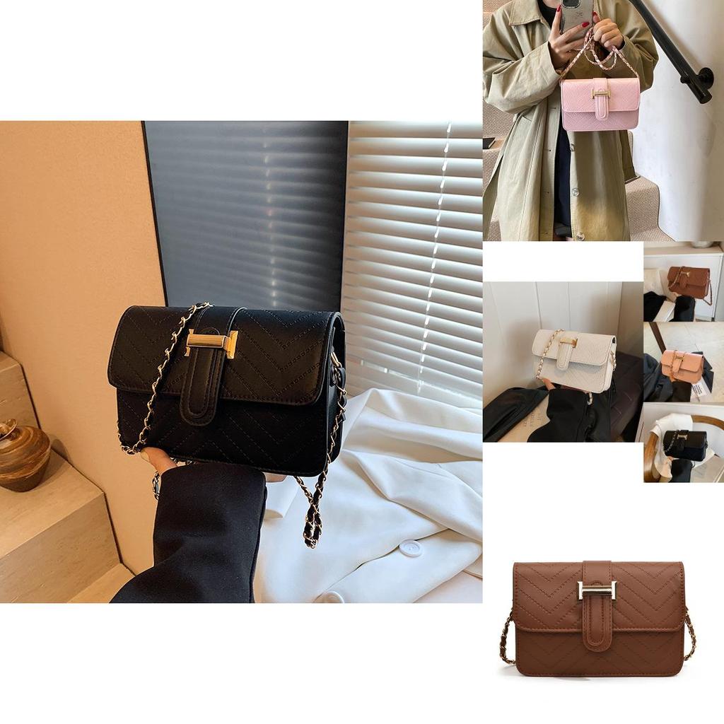 Chic Black Pu Leather Crossbody Bag For Women Stylish Versatile Small Square Handbag