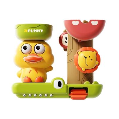 Löwen-Wasserrad und Enten-Badespielzeug für Kinder, lustiges Duscherlebnis mit starkem Saugnapf, Wassersprühgerät, Sprinkler, Badespielzeug