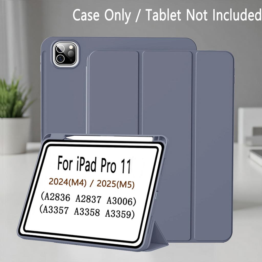 Case for iPad Pro 11-Inch M5/M4 / (6th/5th Generation), Slim Stand Soft Back Shell Smart Cover with Auto Wake/Sleep