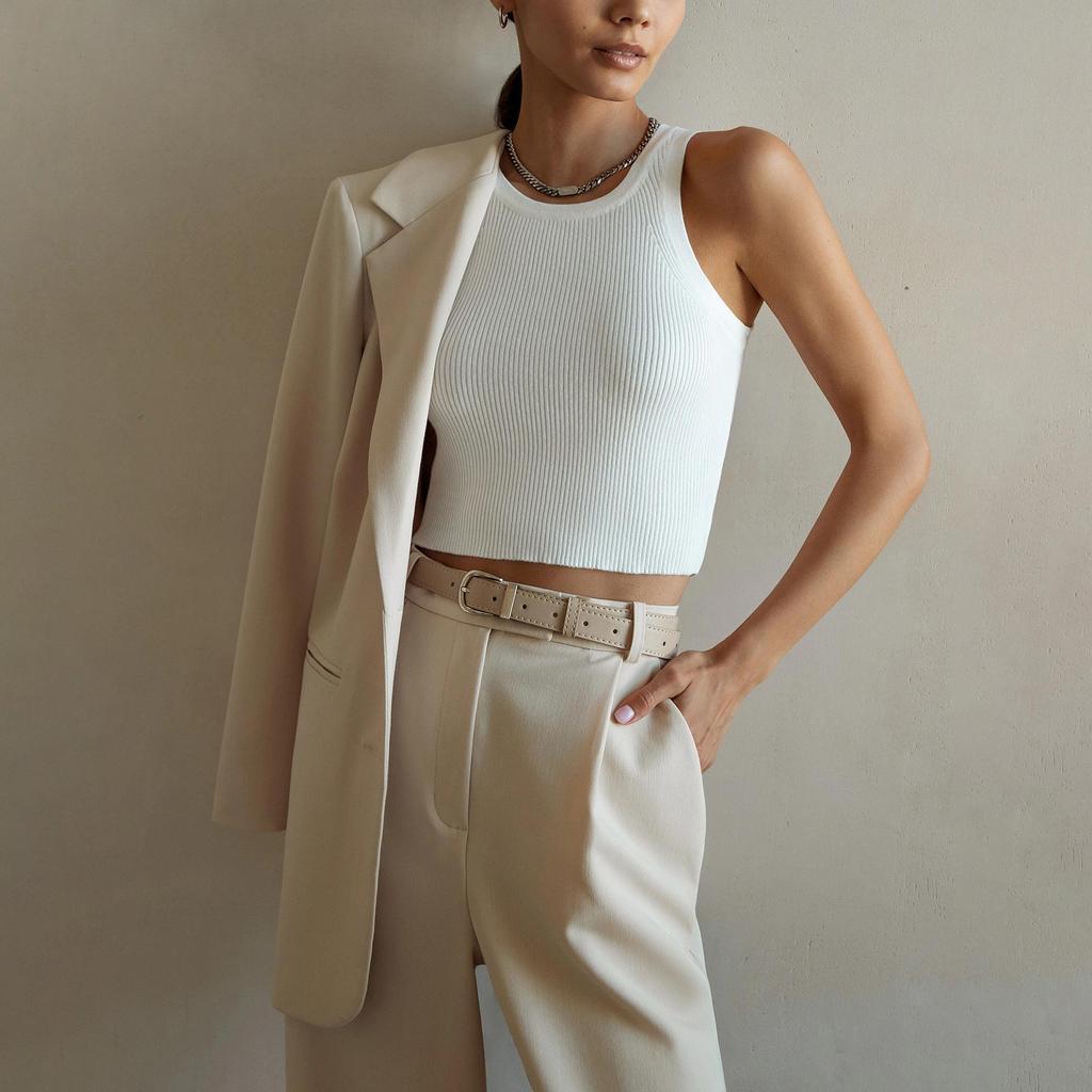 Summer Knitted Tank Tops Women Casual Crop Tops Sexy Girls Suspender Vest O-neck OL Slim Sleeveless T Shirts