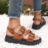 Letnie Gładkie Sandały Damskie z Odkrytymi Palcami na Średnim Obcasie Wodoodporne 2024 Wysokiej Jakości Sandały Damskie na Jeden Guzik Sandały Damskie na Obcasie