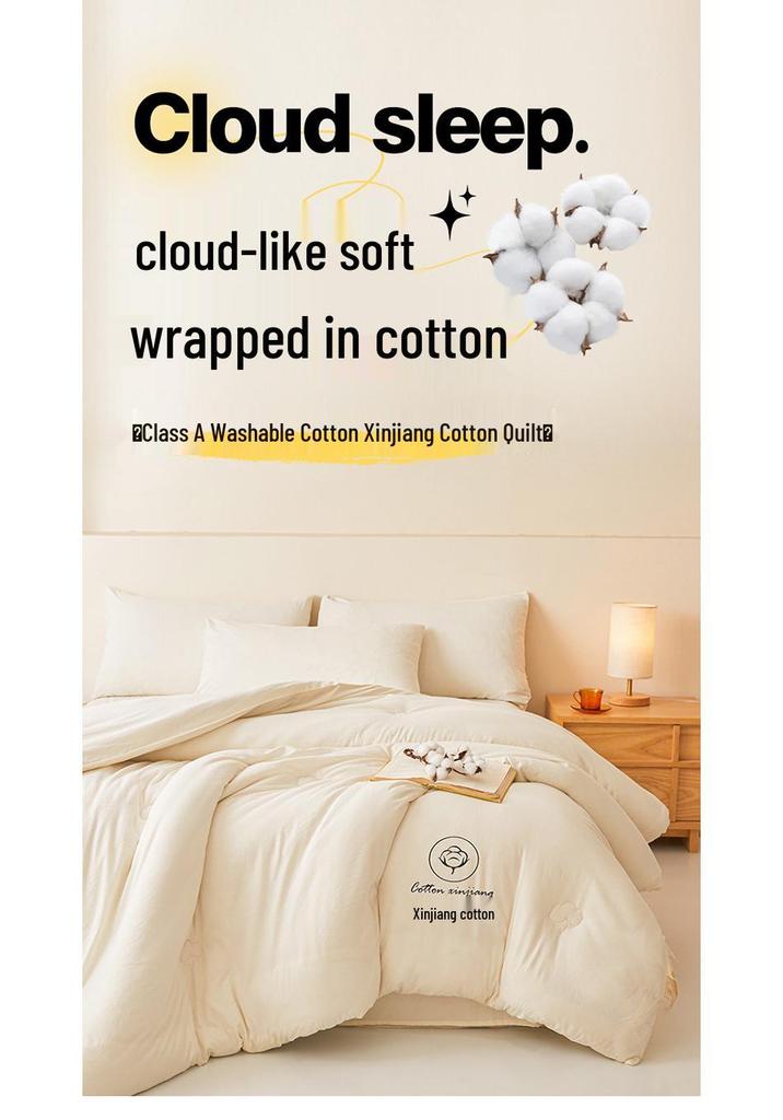 Premium Xinjiang Cotton Quilt: Thickened, All-Season Warmth for Double Bed.
