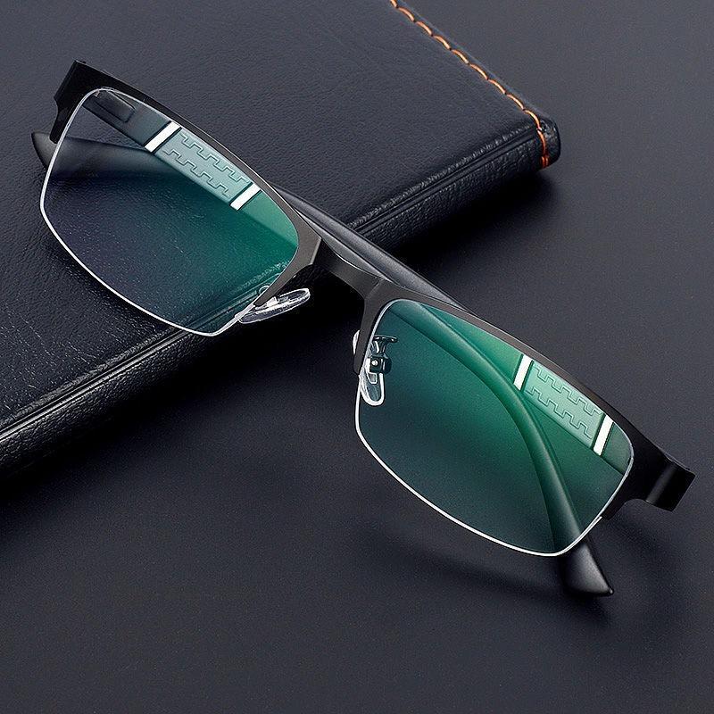Kurzsichtigkeitsbrille Blaulichtfilter Business Halbrandbrille Lässig Herren Anti-Blaulicht Kurzsichtigkeitsbrille Dioptrien 0 bis -6.0