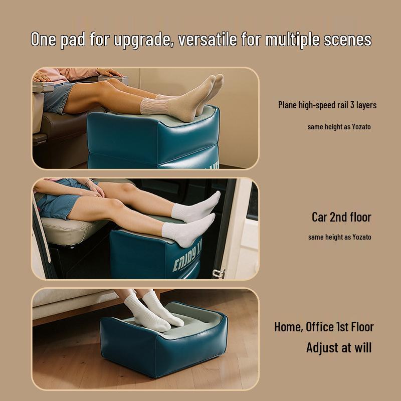 Portable Inflatable Footrest: Adjustable Height Travel Cushion for Airplanes and Trains