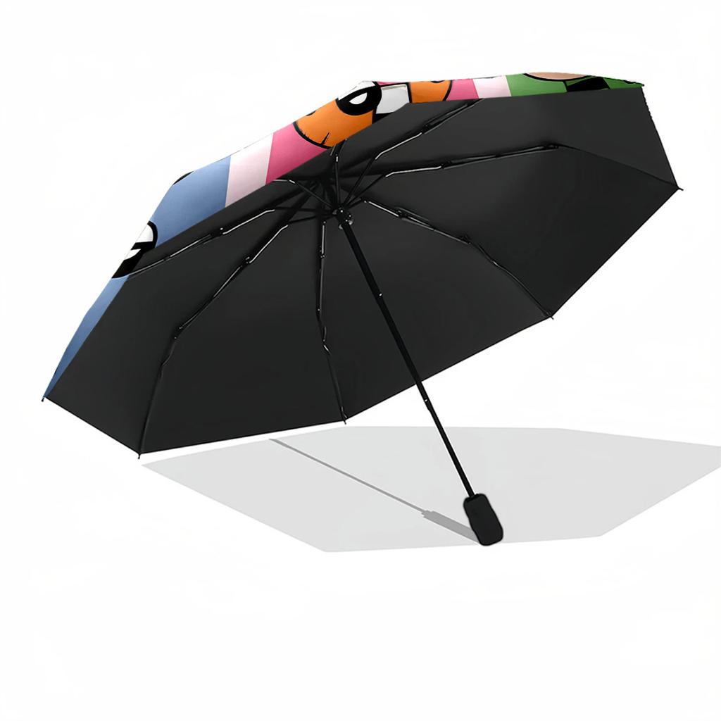 Powerpuff Girls Adventure Compact Travel Automatic Umbrella Compact 8-Rib Design Sturdy Construction All-Season Travel Vibrant Pattern Umbrella