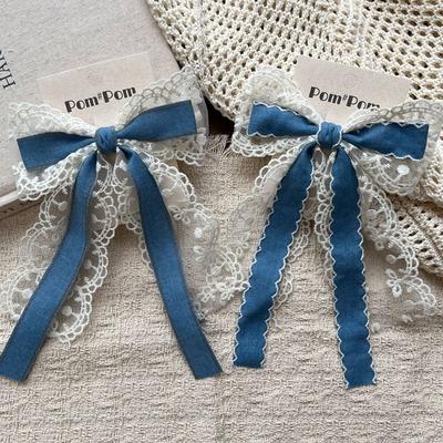 Süße Schleifen Haarspangen für Mädchen Weiß Blumenspitze Dekorative Haarspange Neues Produkt Haarschmuck