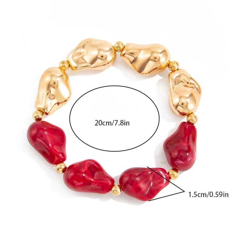 Simple Baroque Irregular Resin Bracelet Bohemian Colorful Beads Bracelet Splicing Bangle Daily Charm Jewelry Accessories Gifts