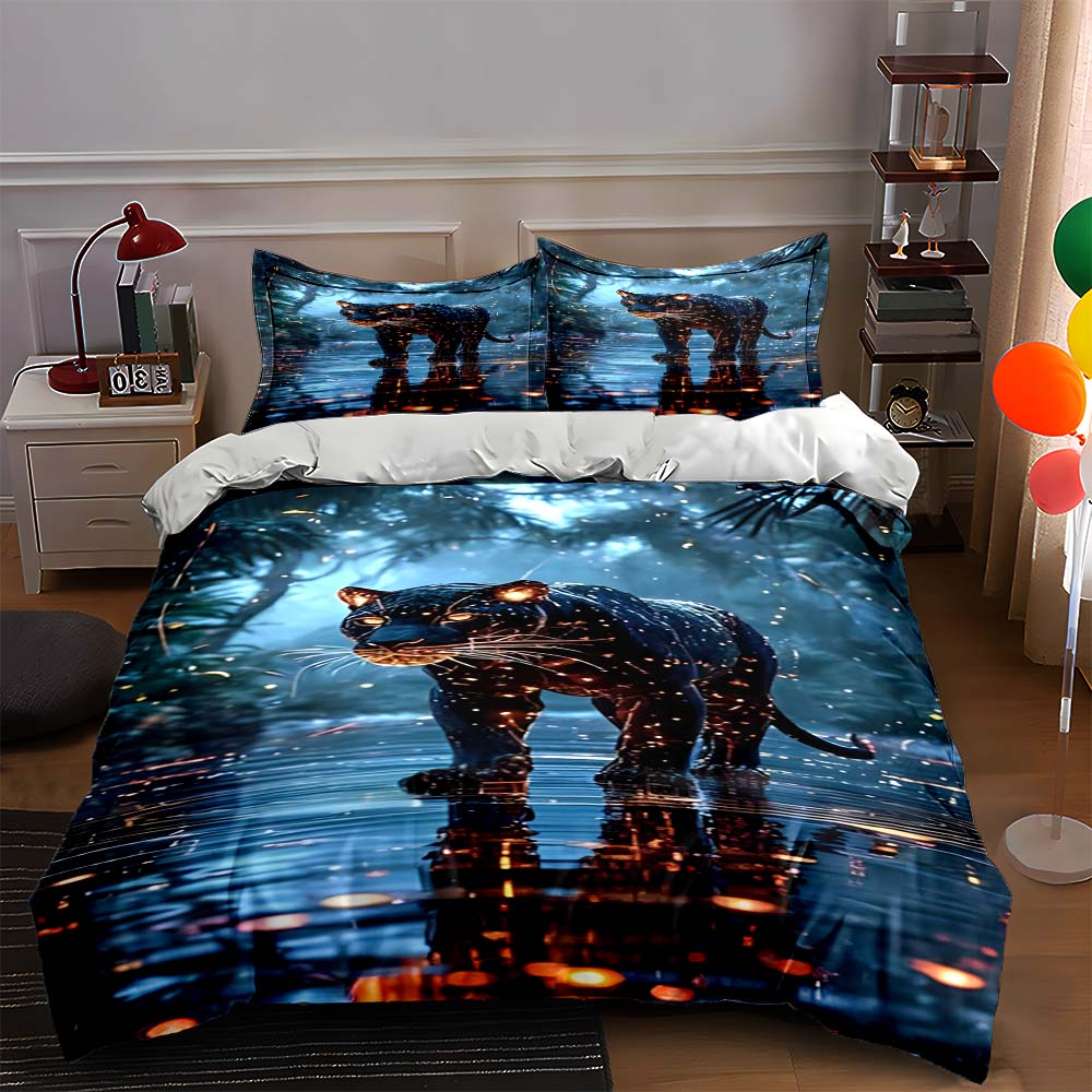 

Panther reflective water Bedding Duvet cover sets Duvet covers Pillowcases gifts (1 * Duvet Cover 2 * Pillowcases, without duvet insert) 135x200cm