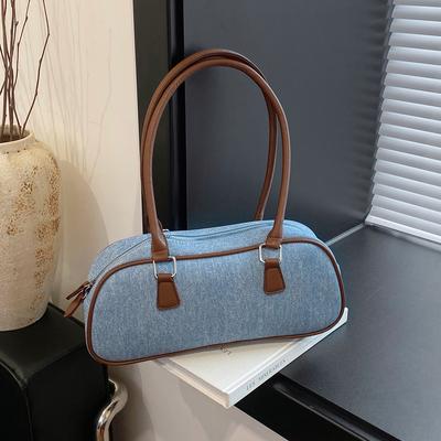 Modische Pendlertasche mit großem Fassungsvermögen, modische, farblich passende Denim-Umhängetasche für Damen, Handtasche